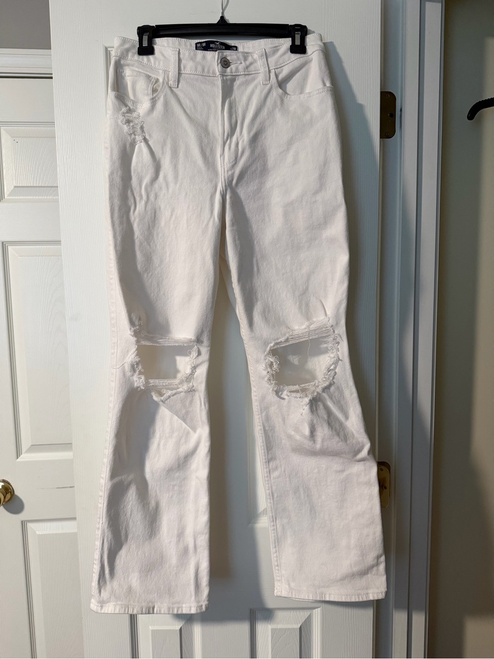 Hollister White Distressed Flare Jeans